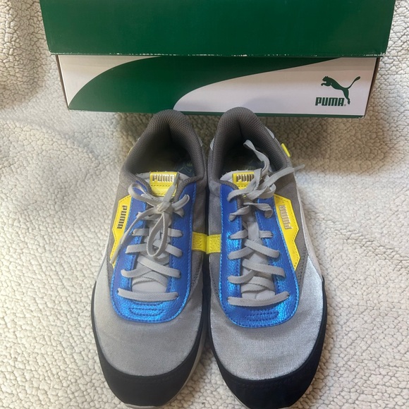 Puma Men's Gray, Blue, and Yellow Sneakers - Picture 2 of 10